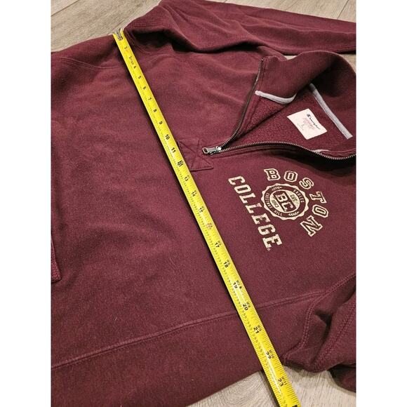 Champion Boston College Maroon 1/4 Zip Heavy Sweatshirt Pullover Sz L - Picture 6 of 10